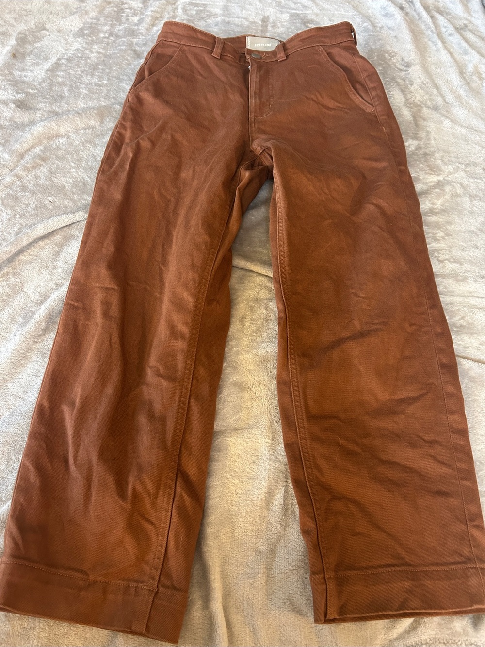 Everlane straight leg crop jeans in chestnut brown